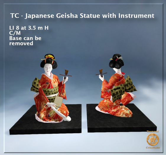 TC - Japanese Geisha Statue with Instrument