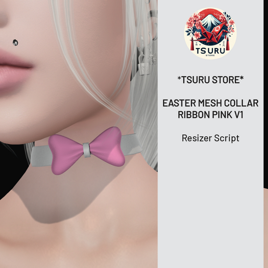*Tsuru Store* Easter Mesh Collar Ribbon (Pink)