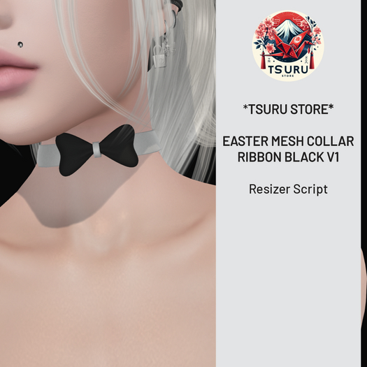 *Tsuru Store* Easter Mesh Collar Ribbon (Black)