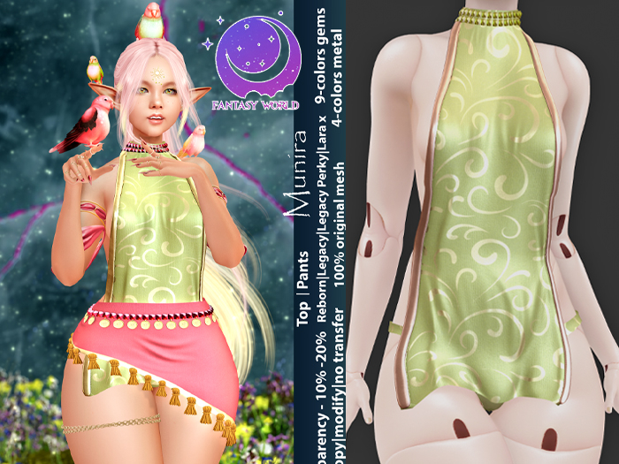 {Fantasy world} Munira top -Green