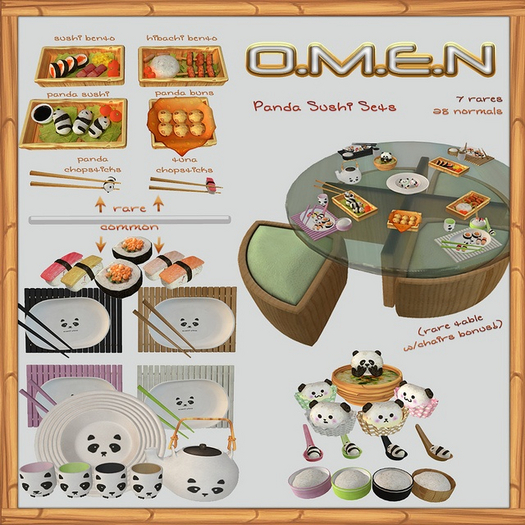 O.M.E.N - Panda Sushi Set - Complete Set - Arcade June 2013