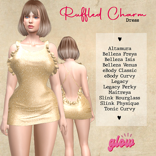 .:.GLOW.:. Ruffled Dress  Sequim Peach