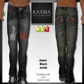 Karma - Jeans Black Antik with sculpted cuffs