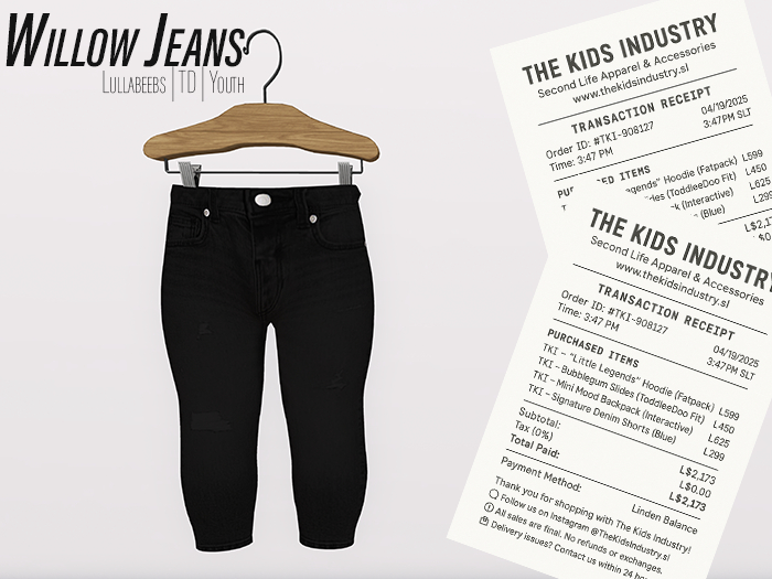 [TKI] Black Denim Willow Jeans