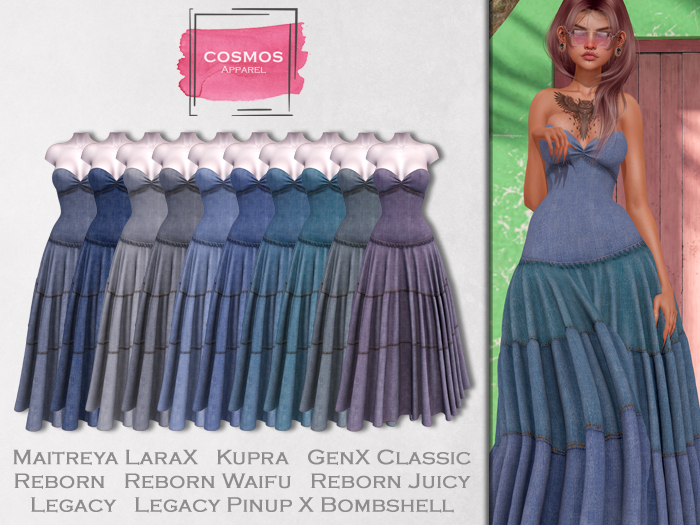 [COSMOS] Donoma Summer Dress Denim / 10 Colors Fatpack