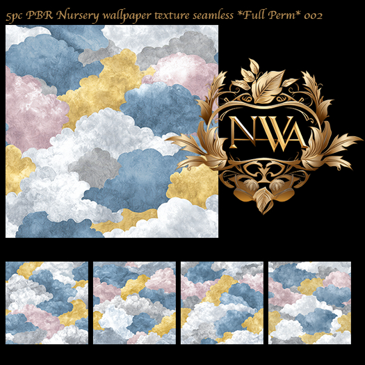5pc PBR Nursery wallpaper texture seamless *Full Perm* 002
