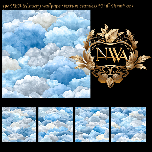 5pc PBR Nursery wallpaper texture seamless *Full Perm* 003