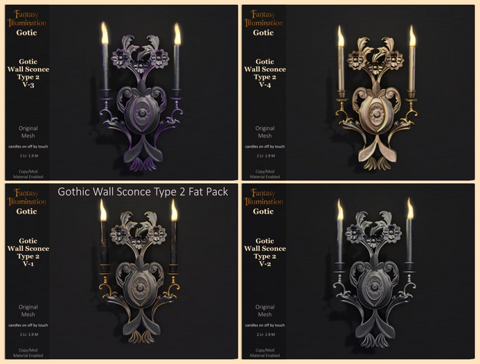 Gothic Wall Sconce Type 2 Fat pack