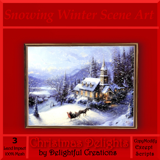 Snowing Winter Scene Art, Animated