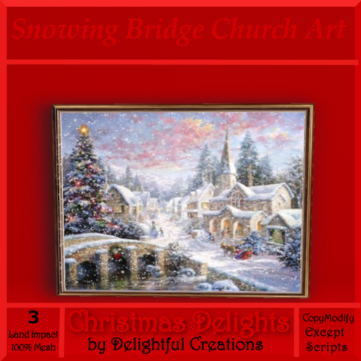 Snowing Bridge Church Art, Animated