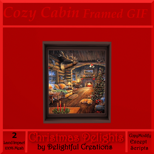 Cozy Christmas Cabin, Framed Gif, Animated