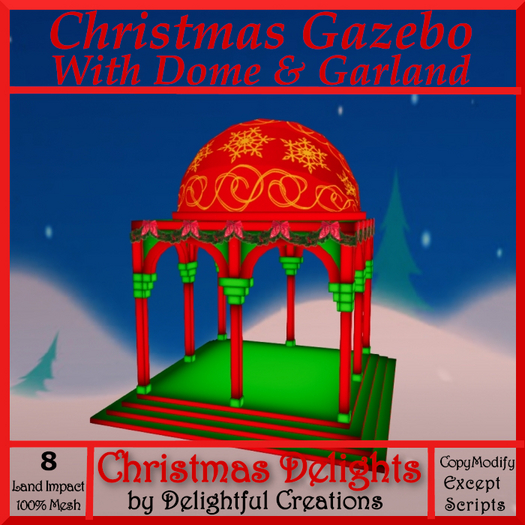 Christmas Gazebo with Dome and garland