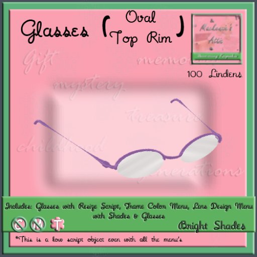 [M.A.] Oval Top Rim Bright Glasses [Boxed]