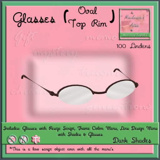 [M.A.] Oval Top Rim Dark Glasses [Boxed]