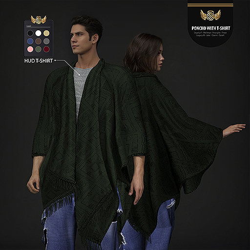 Poncho With T-shirt-Green