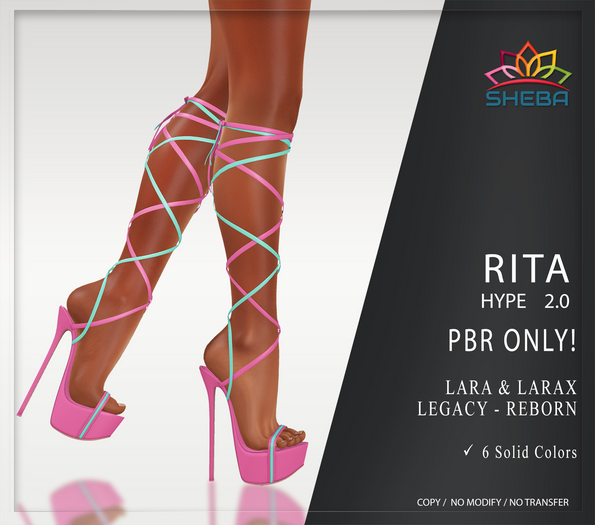 Rita Lace Up Sandals *Hype 2.0 (Fatpack) ~ Maitreya (Lara+LaraX), Legacy, Reborn /PBR Only!