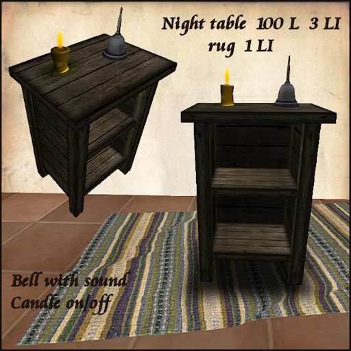 Night Table with candle and bell