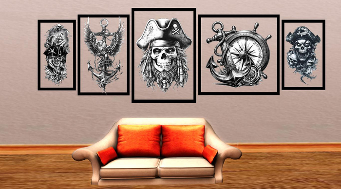 Wandtriptychon Aufkleber Pirat 1