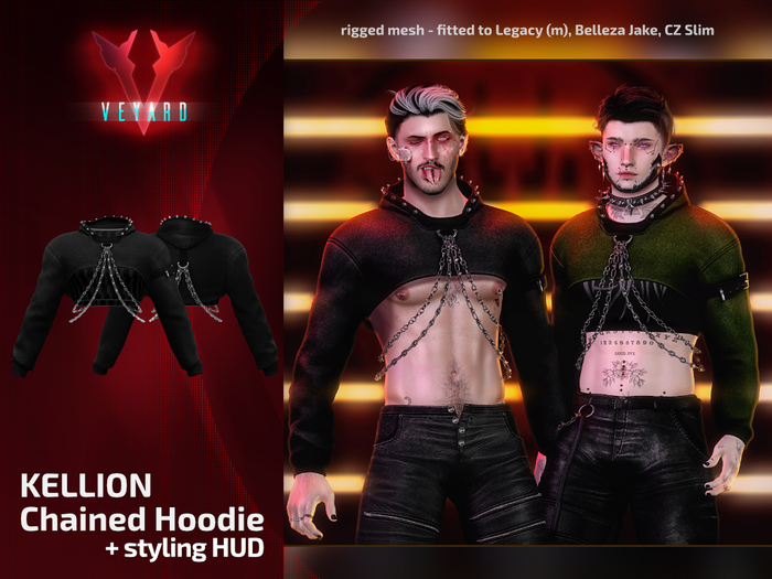 veyard KELLION Chained Hoodie - black