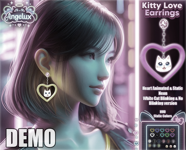 *Angelux* Kitty Love Earrings DEMO