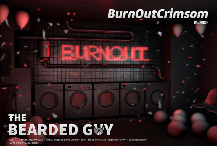 Burn Out Crimson Edition Backdrop - The Bearded Guy