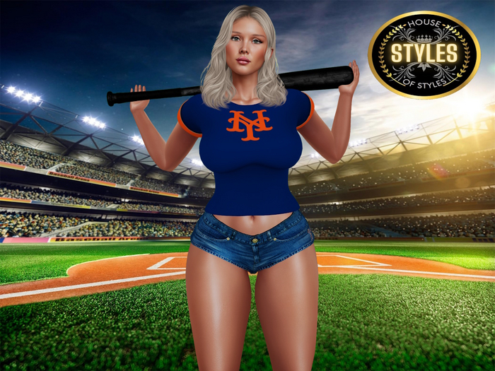 New York Mets Ladies Tee (Blue)