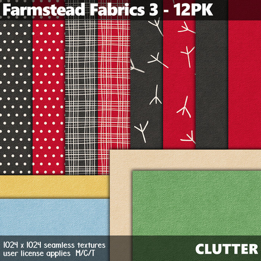 Clutter - Farmstead Fabrics 3 - 12PK