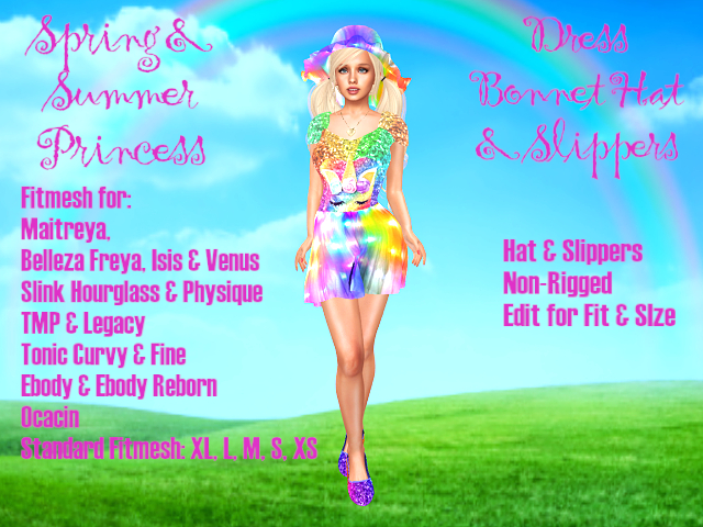 UNICORN LIGHTED GLITTER PRINCESS DRESS OUTFIT-Hat & Slippers-Belleza;Slink; Ebody;Legacy;Ocacin;TMP;Tonic;Fitmesh XL-XS