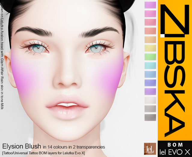 Zibska Evo X ~ Elysion Blush in 14 colors in 2 transparencies