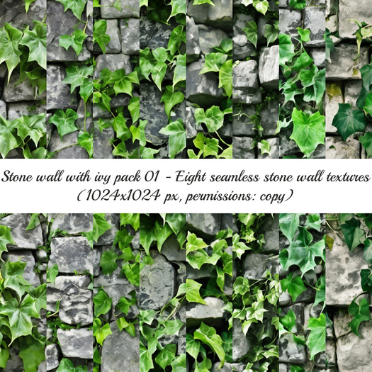 [Alpha Magic] Stone wall with ivy textures pack 01