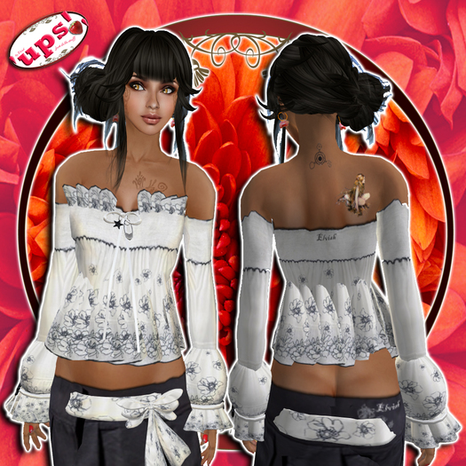 "UPS!" - White Flowers Top