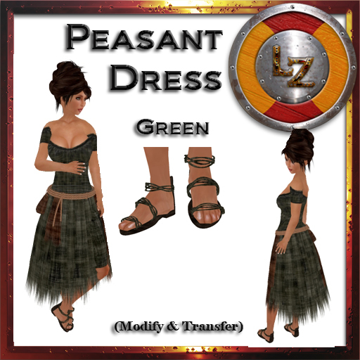 [LZ] Peasant Dress - Green (Boxed)