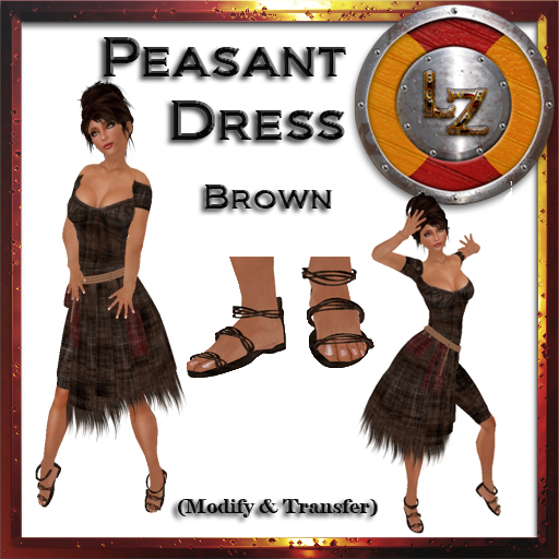 [LZ] Peasant Dress - Brown (Boxed)