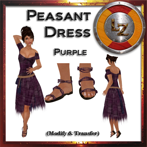 [LZ] Peasant Dress - Purple (BOXED)