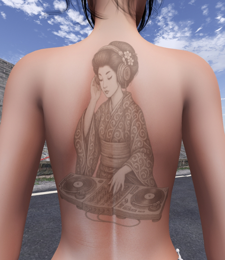 Geisha DJ Tattoo (Back)