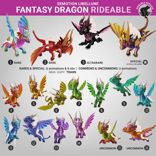 SEmotion Libellune Fantasy Dragon Rideable COMMON 10