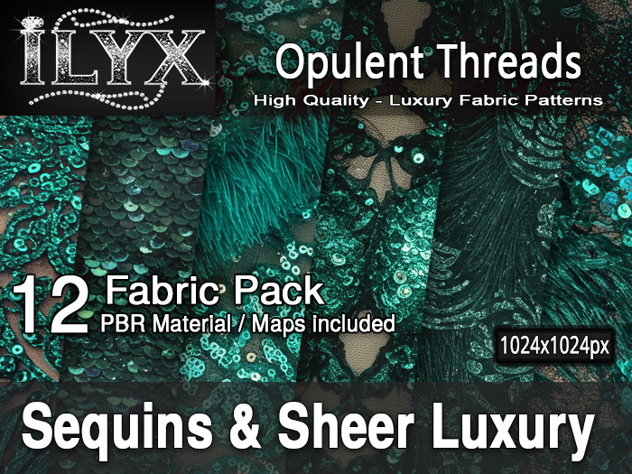 ILYX - Fabric Pattern Opulent Teal Sequins - Seamless