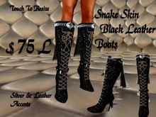 Snake Skin Black Boots
