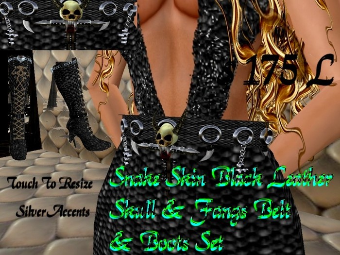 Snake Skin Skull Belt & Black Boots