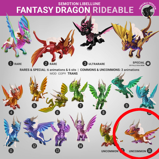 SEmotion Libellune Fantasy Dragon Rideable UNCOMMON 16