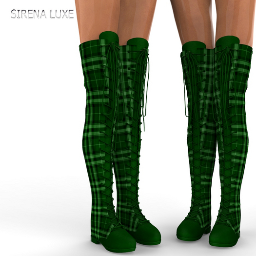 Green Plaid Rider Boots Maitreya