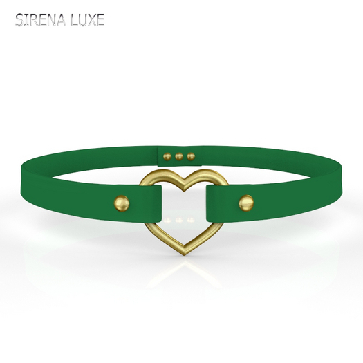 Green Gold Heart Choker Collar Unrigged Mesh Modify