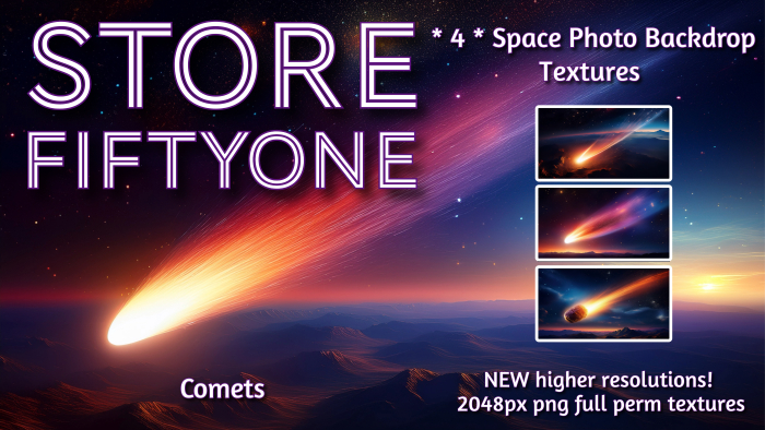*4 * Space - Comets Photo Studio Backdrop Textures - 2K Rez - Store FiftyOne