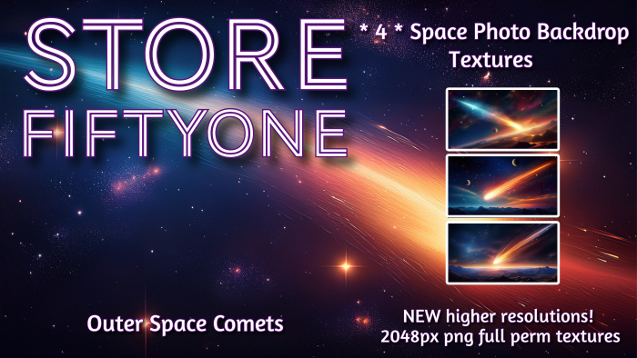 * 4 * Outer Space - Comets Photo Studio Backdrop Textures - 2K Rez! - Store FiftyOne