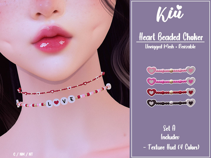 *>Kiu<* - Heart Beaded Choker_Set A 