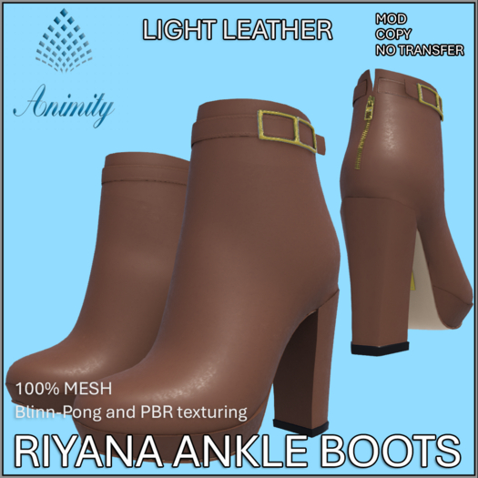 *Animity* Riyana Ankle Boots Light Leather