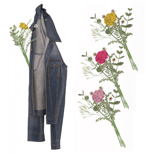 [SHIFUKU] Holdable DenimJacket & Flowers (BLUE)
