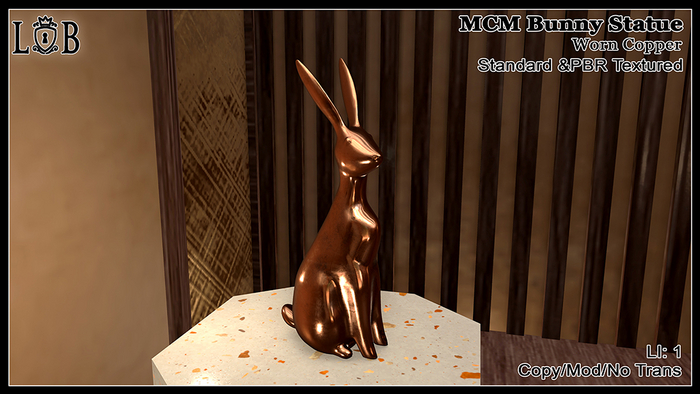 ~L:B~ MCM Bunny Statue- Worn Copper