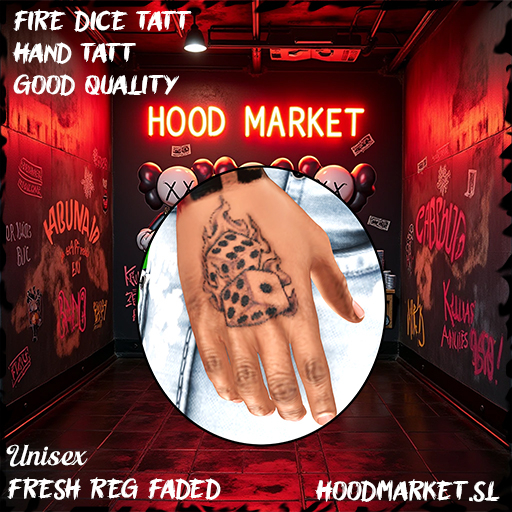 [HM] Fire Dice Hand Tattoo