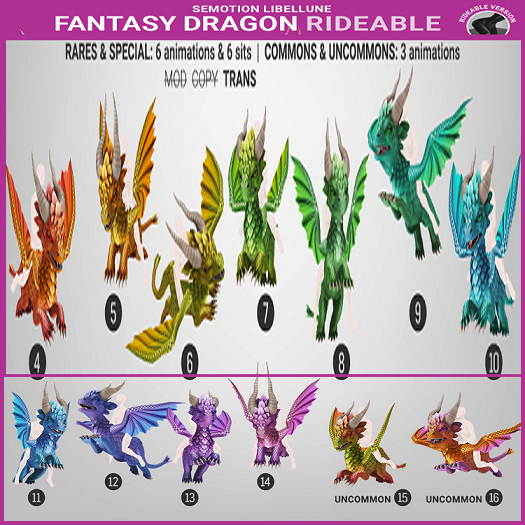 SEmotion Libellune Fantasy Dragon Rideable COMMON 10